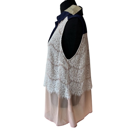 Sleeveless Lace button up Ryu New Large shirt women’s whimsicore - Picture 3 of 8